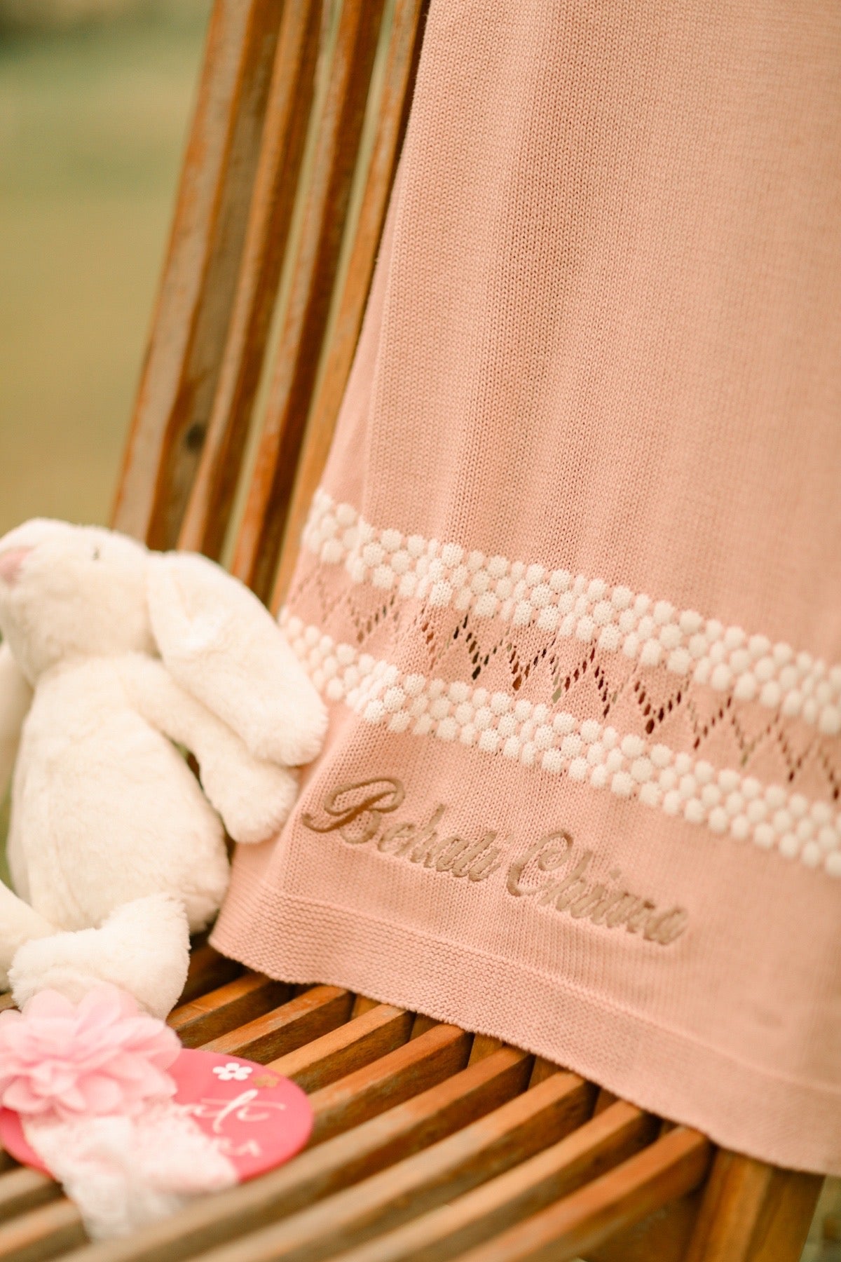 Pointelle Natural Knit Baby Blanket