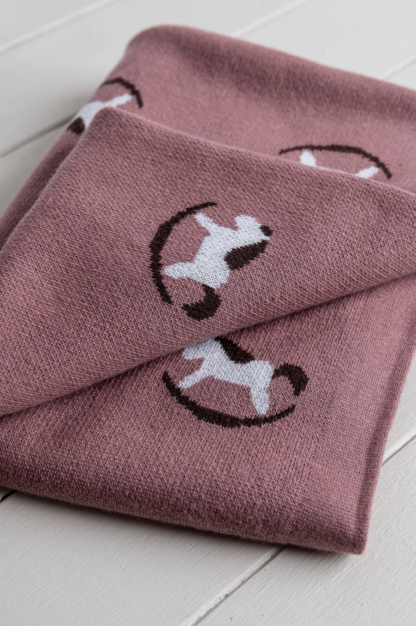 Rocking Horse Cotton Knit Blanket