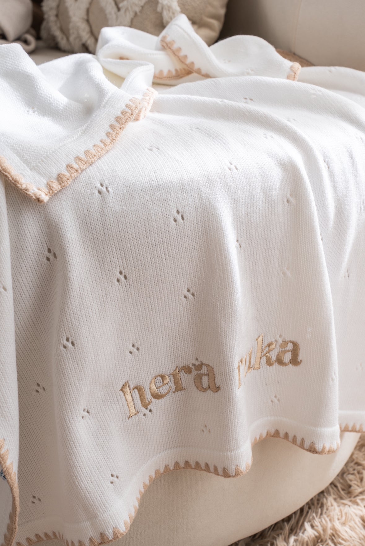 Pointelle Knit Baby Blanket