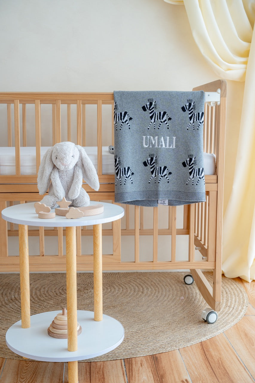 Zebra Dreams Cotton Knit Blanket