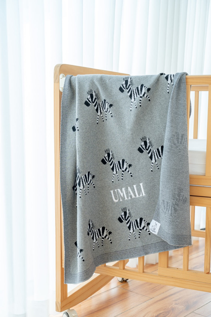 Zebra Dreams Cotton Knit Blanket