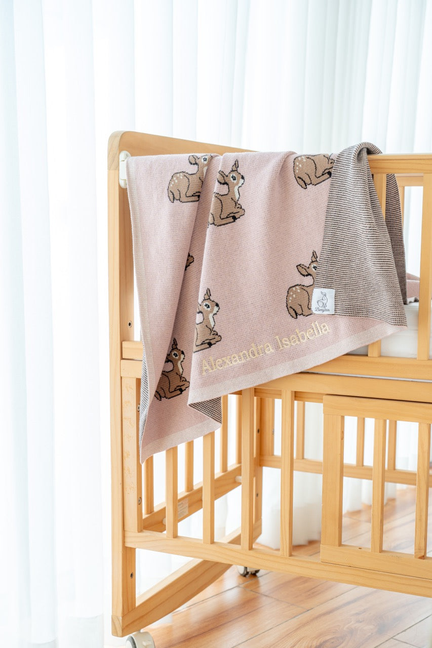 Sweet Deer Cotton Knit Blanket