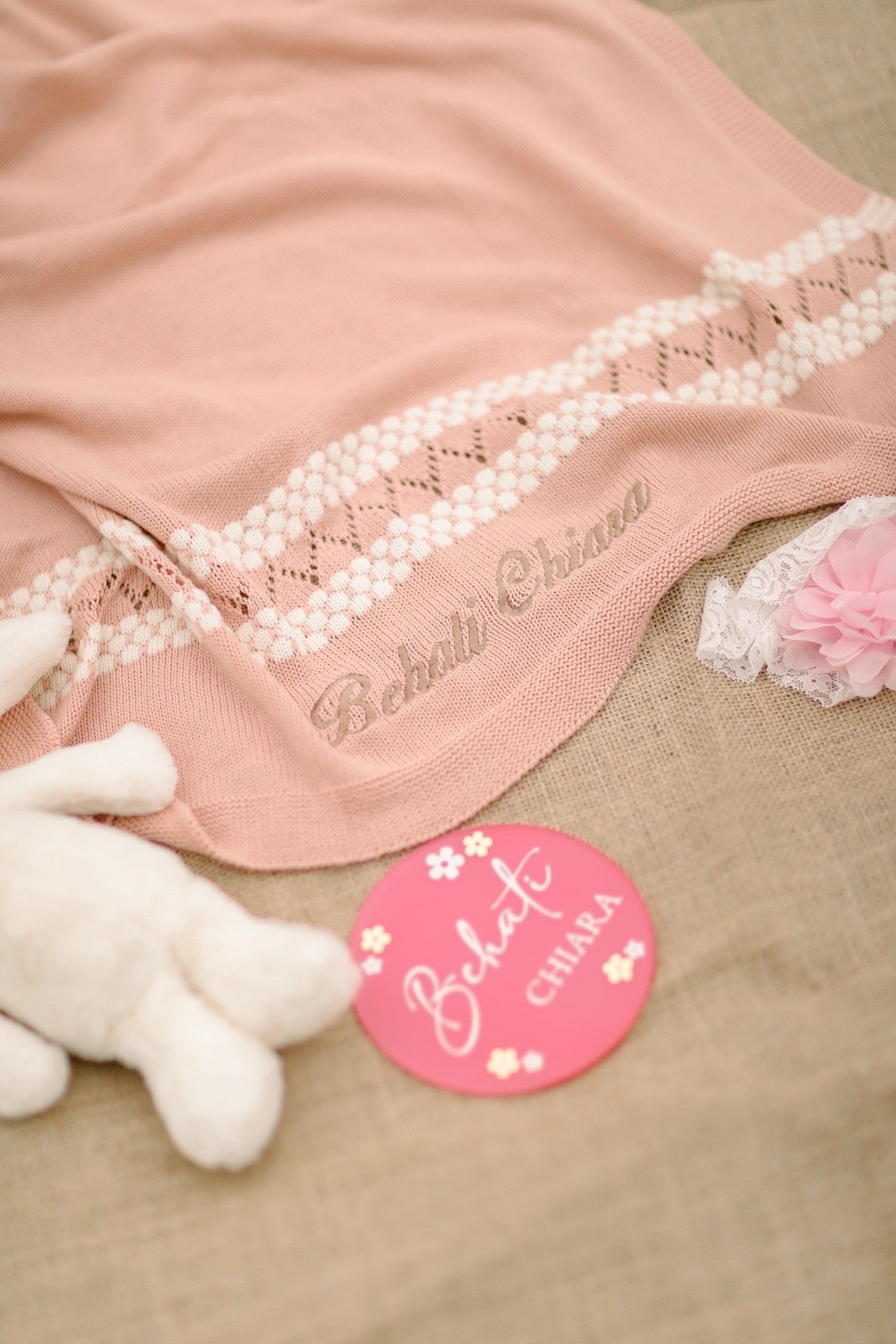 Pointelle Natural Knit Baby Blanket