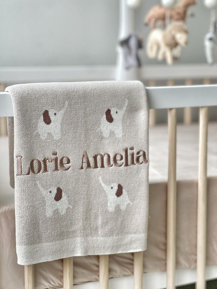 Little Elephant Cotton Knit Blanket