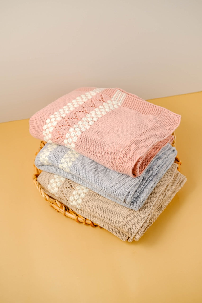 Pointelle Natural Knit Baby Blanket
