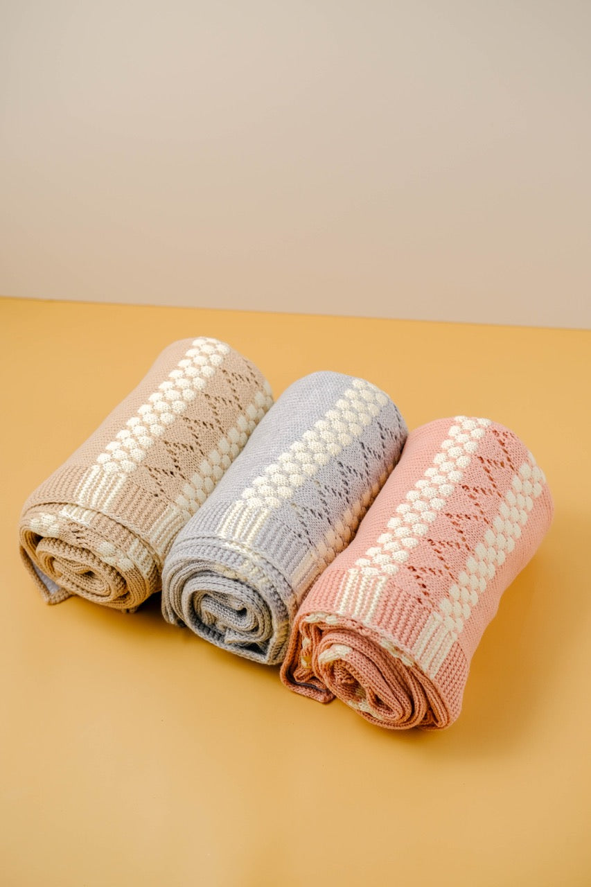 Pointelle Natural Knit Baby Blanket