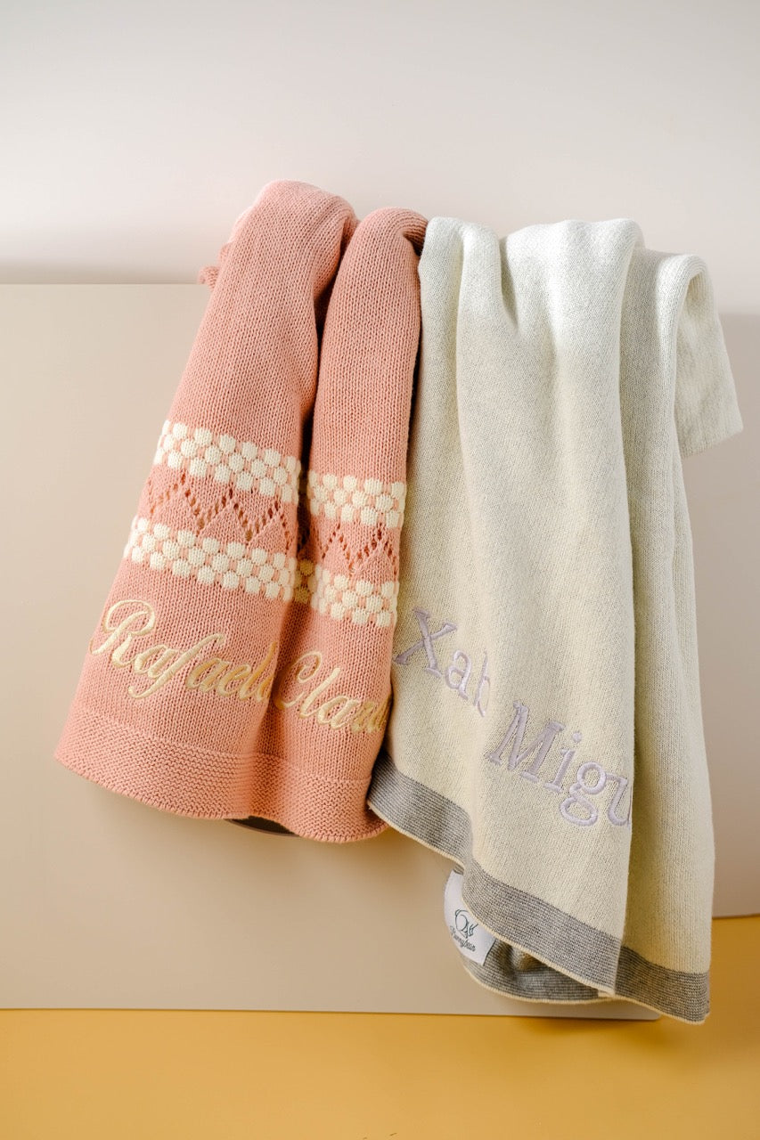 Pointelle Natural Knit Baby Blanket