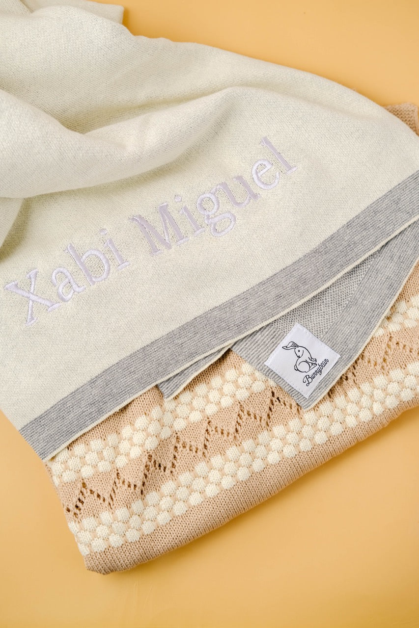 Pointelle Natural Knit Baby Blanket