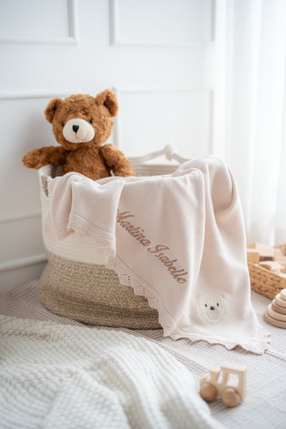 Teddy Lace Keepsake Blanket