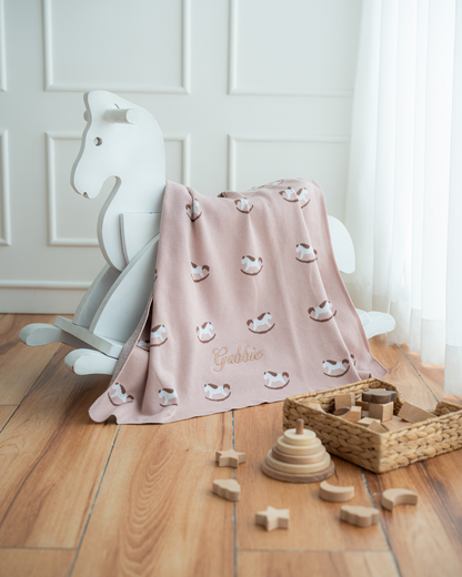Rocking Horse Cotton Knit Blanket