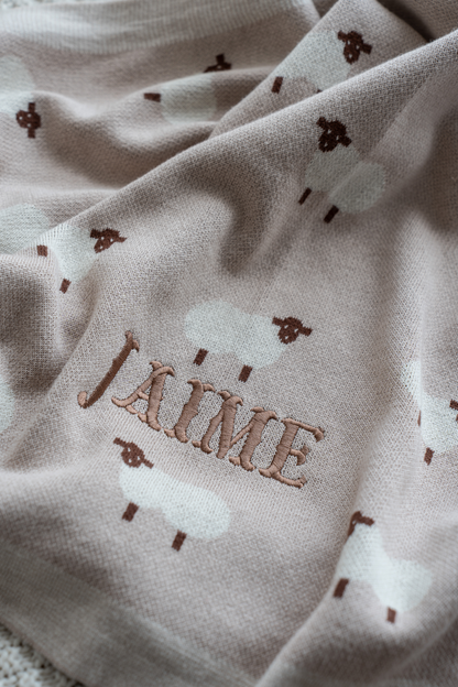 Sleepy Sheep Cotton Knit Blanket
