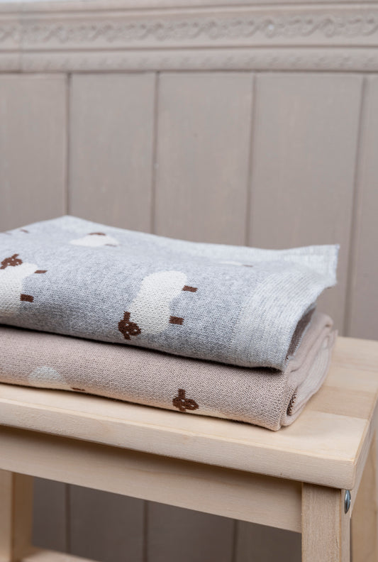 Sleepy Sheep Cotton Knit Blanket