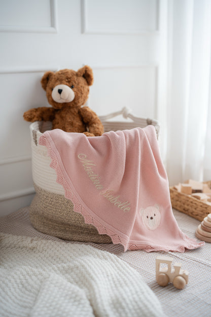 Teddy Lace Keepsake Blanket