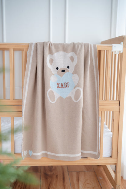 Teddy Heart Knit Blanket