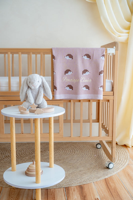 Hedgehog Hugs Cotton Knit Blanket