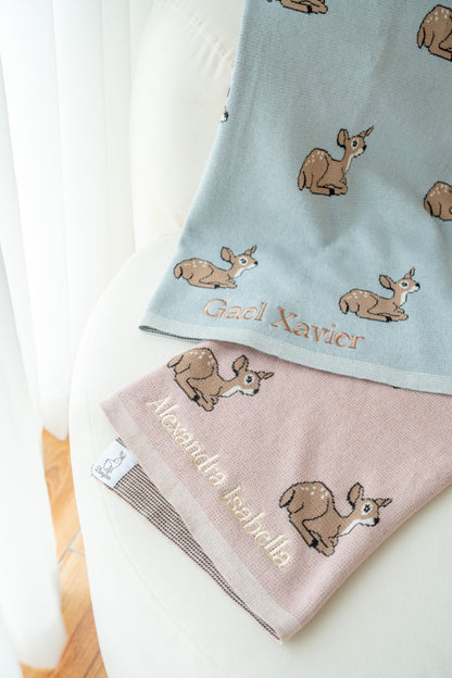 Sweet Deer Cotton Knit Blanket