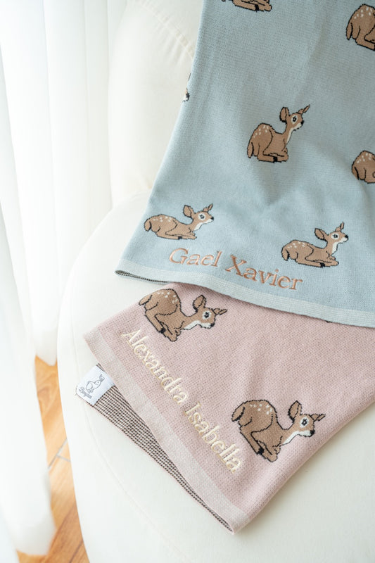Sweet Deer Cotton Knit Blanket