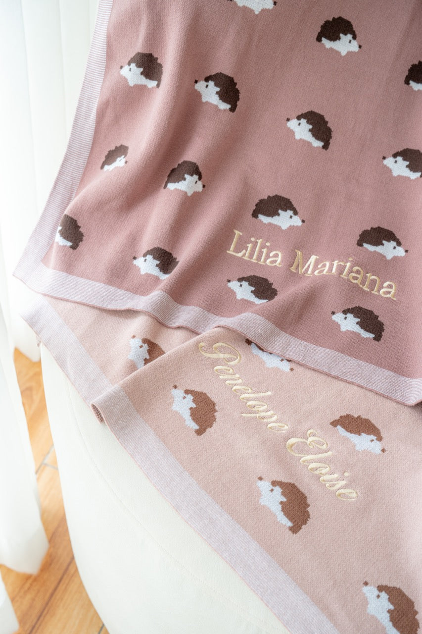 Hedgehog Hugs Cotton Knit Blanket