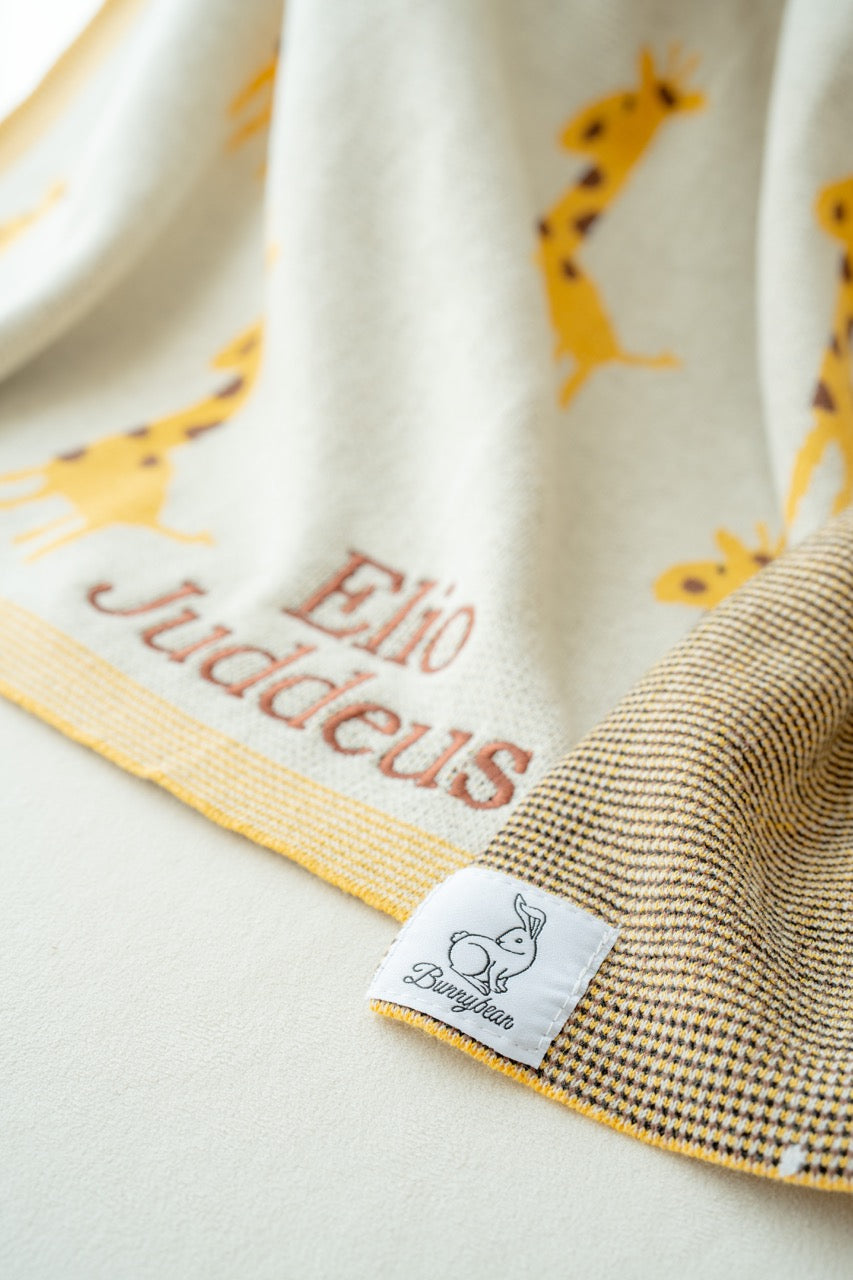 Gentle Giraffe Cotton Knit Blanket