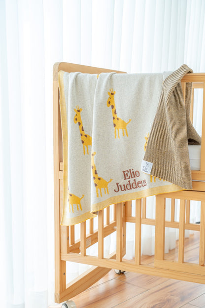 Gentle Giraffe Cotton Knit Blanket
