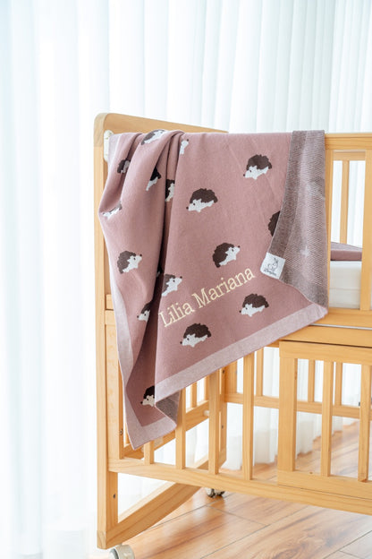 Hedgehog Hugs Cotton Knit Blanket