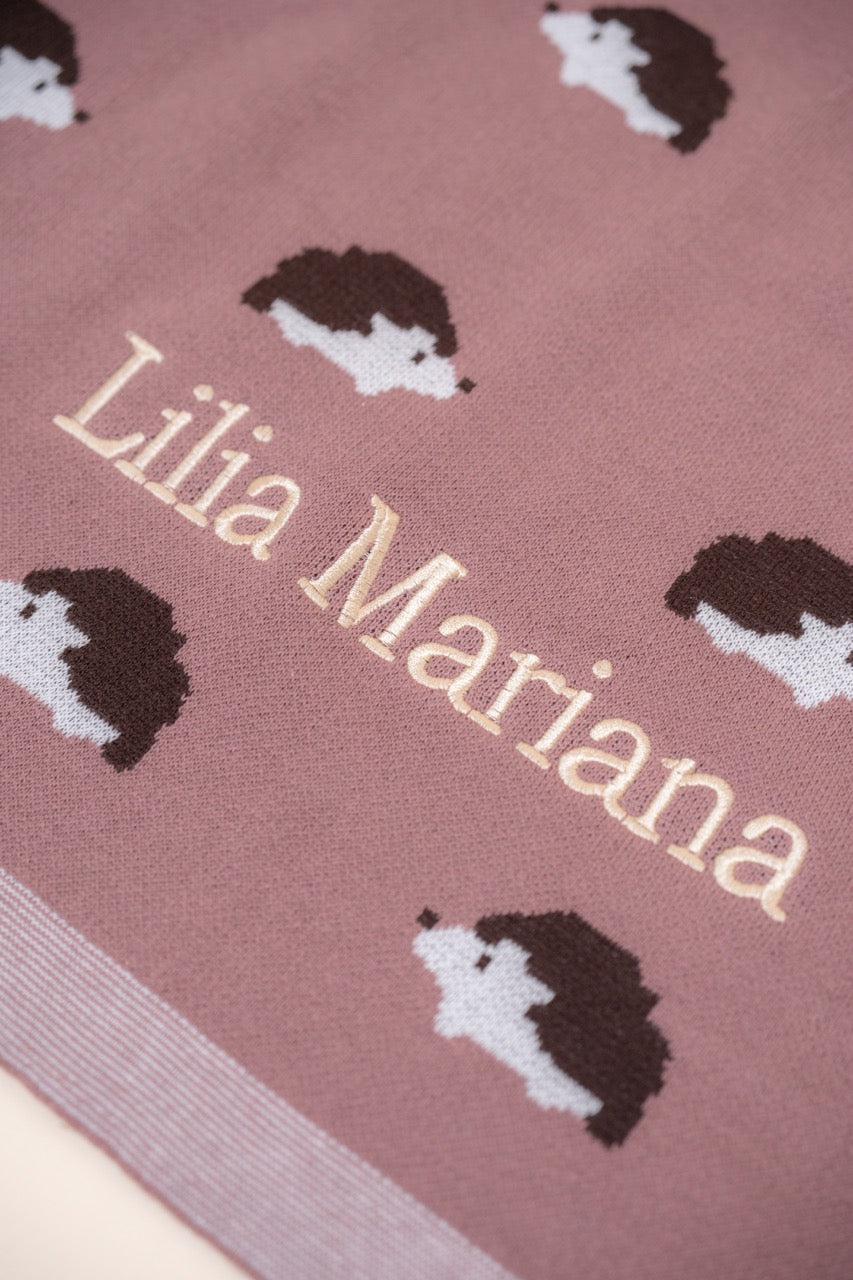 Hedgehog Hugs Cotton Knit Blanket