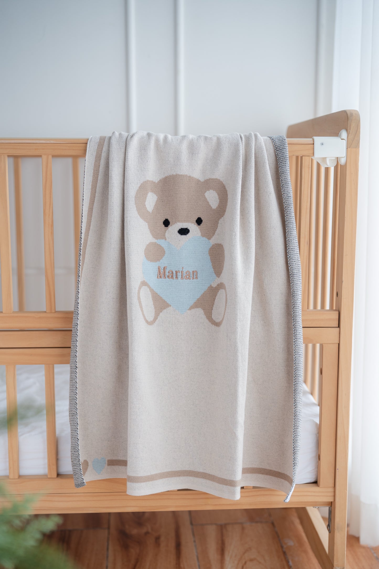 Teddy Heart Knit Blanket