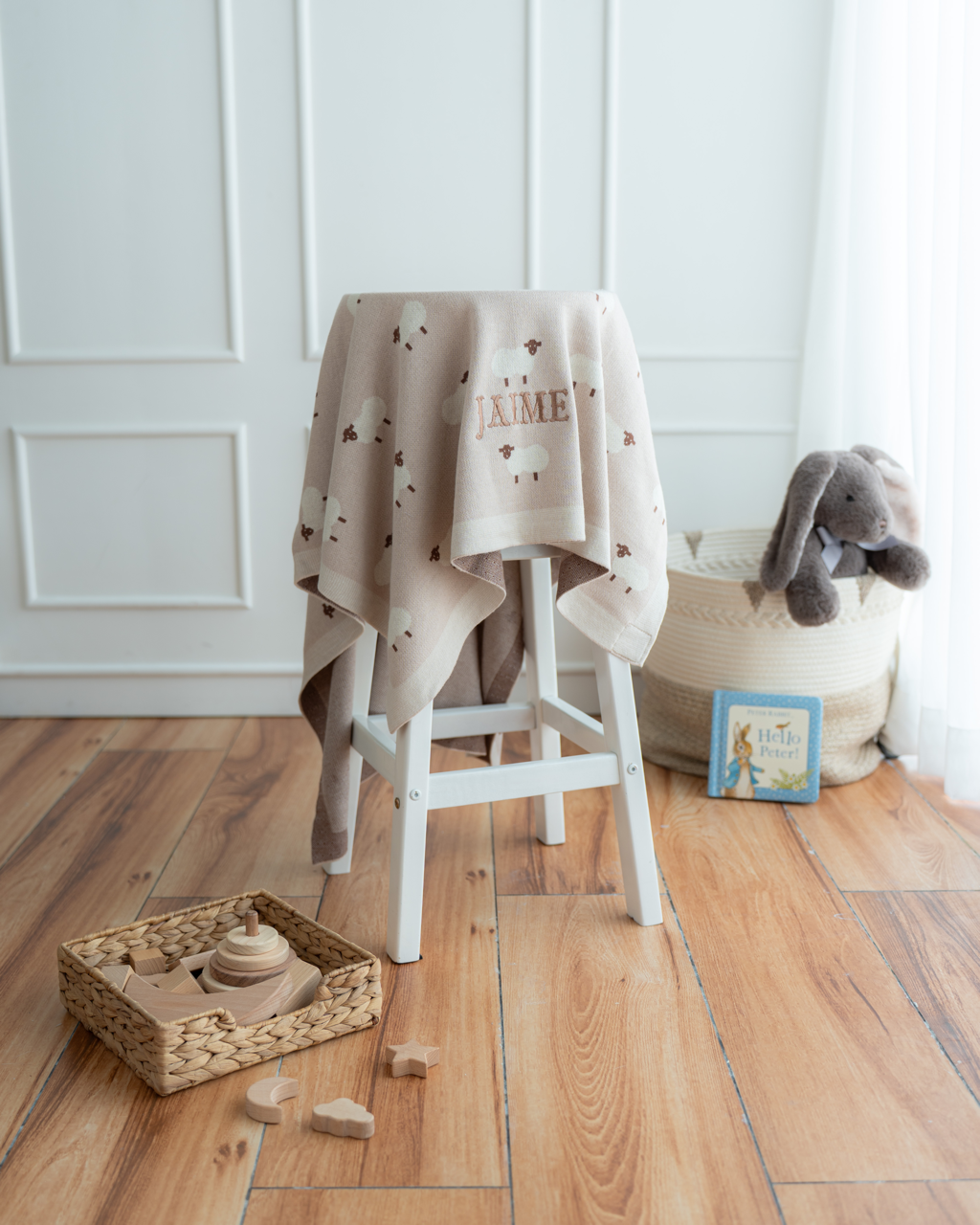 Sleepy Sheep Cotton Knit Blanket