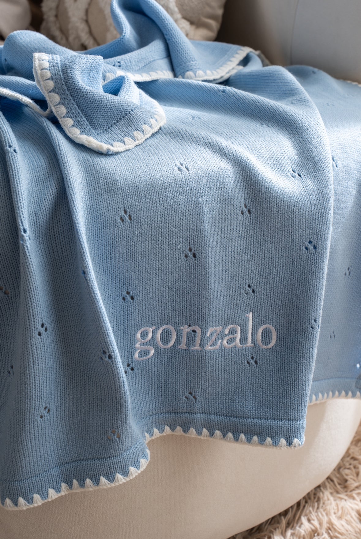 Pointelle Knit Baby Blanket