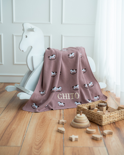 Rocking Horse Cotton Knit Blanket