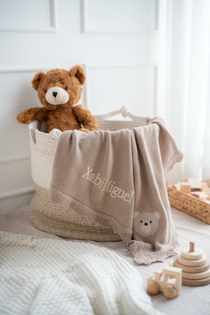 Teddy Lace Keepsake Blanket