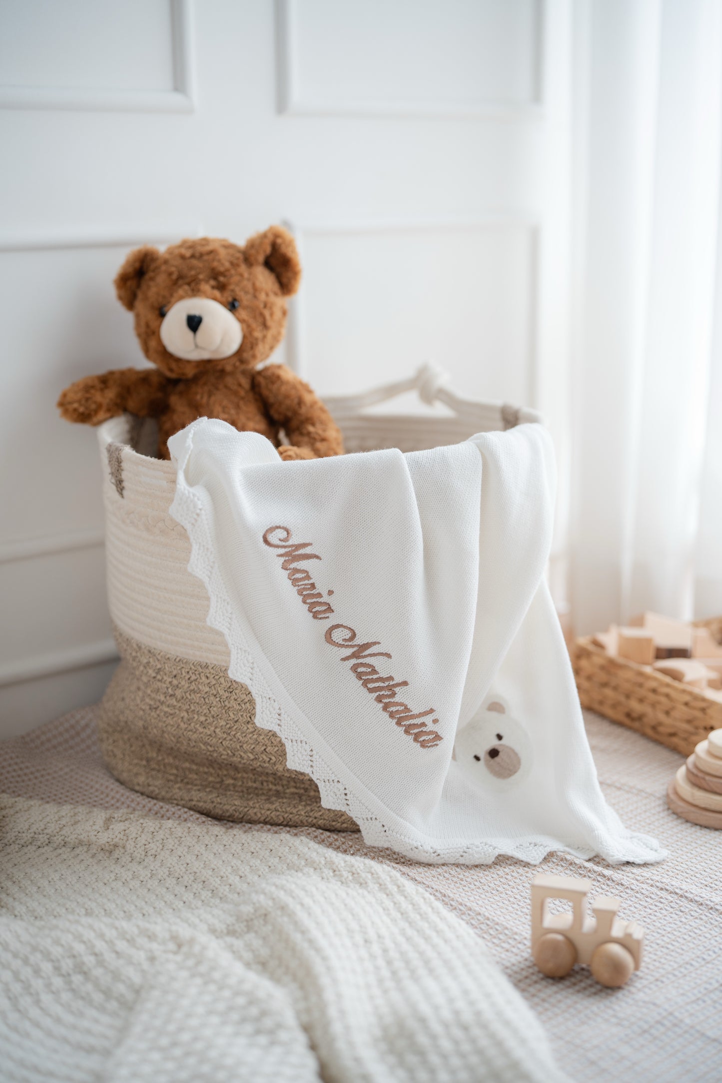 Teddy Lace Keepsake Blanket