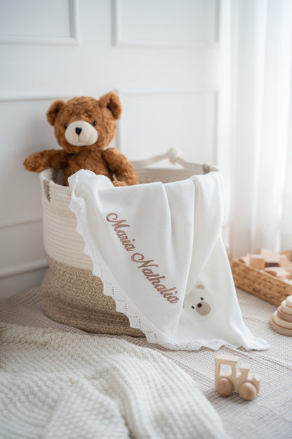 Teddy Lace Keepsake Blanket